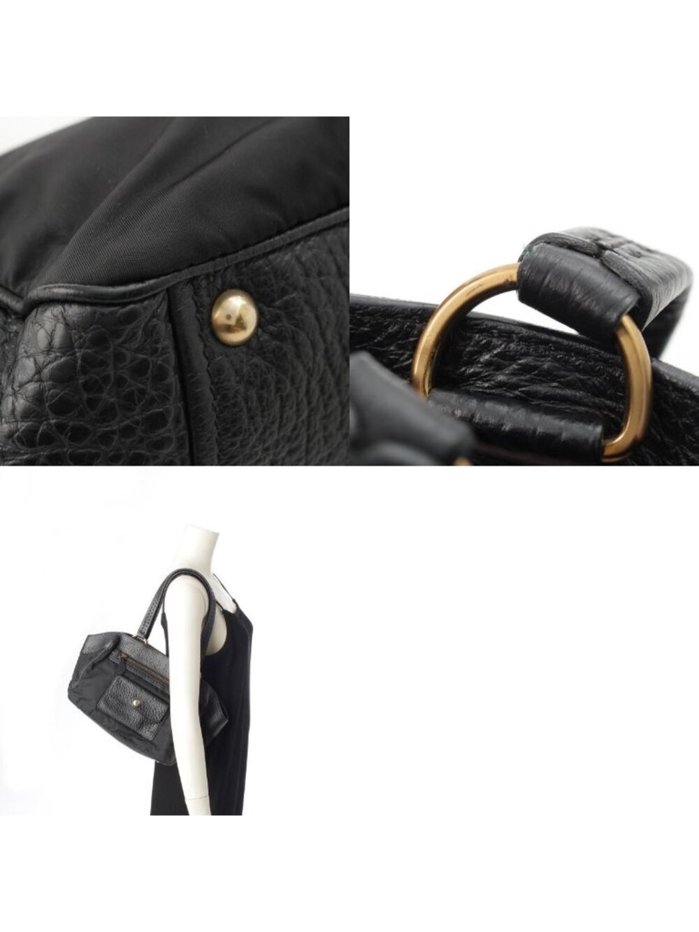 Prada Leather Nylon Trim Handbag Black - Picture 10 of 10